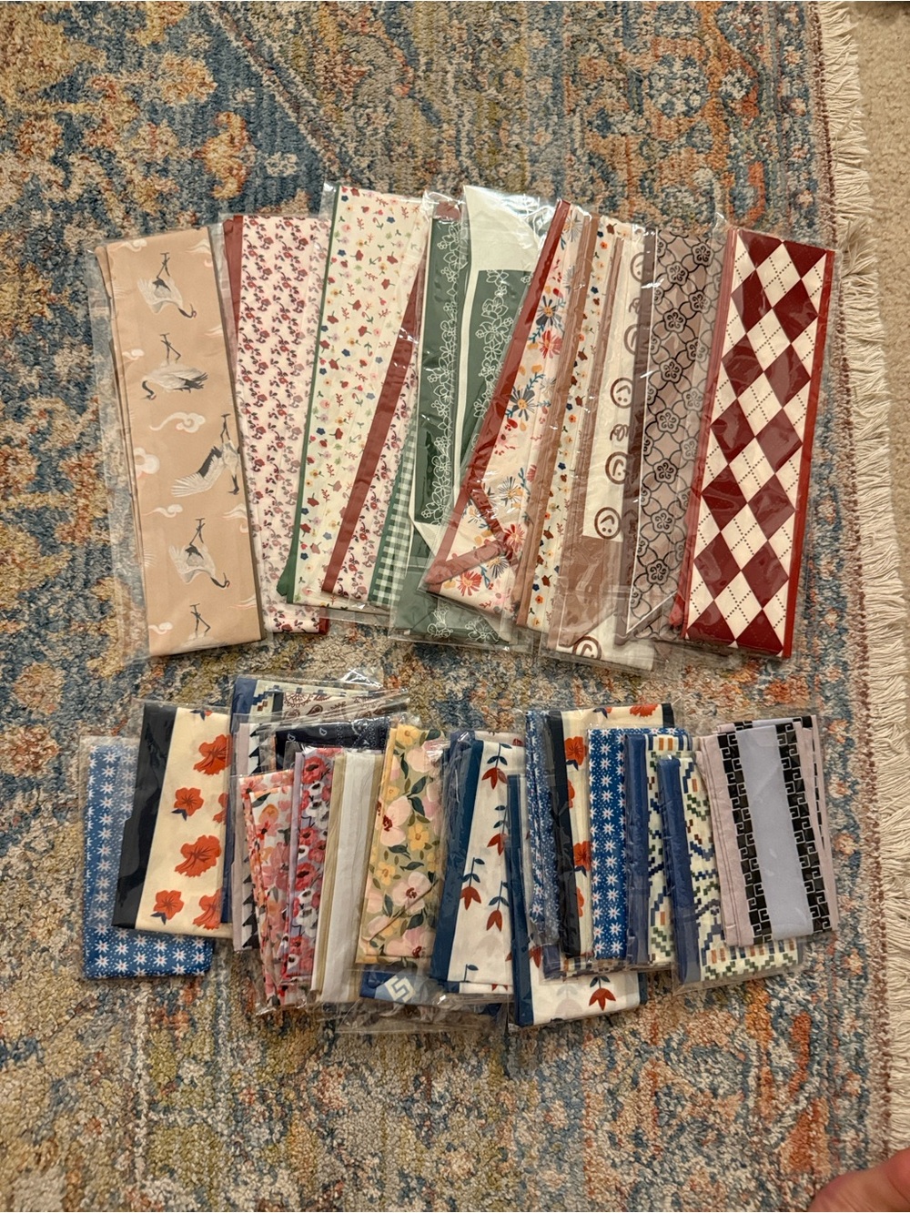 38 Assorted Floral and Patterned Fabric Napkins - Mixed Colors
